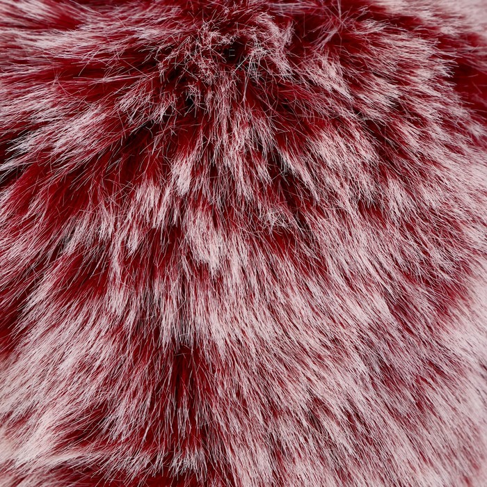Помпон искусственный мех "Бордовый с белыми кончиками" d=9 см - фото 1890864841