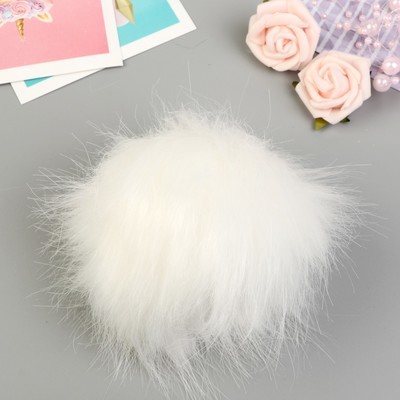 Помпон искусственный мех «Белый», d=13 см