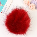 Помпон искусственный мех "Красный с черными кончиками" d=13 см - Фото 1