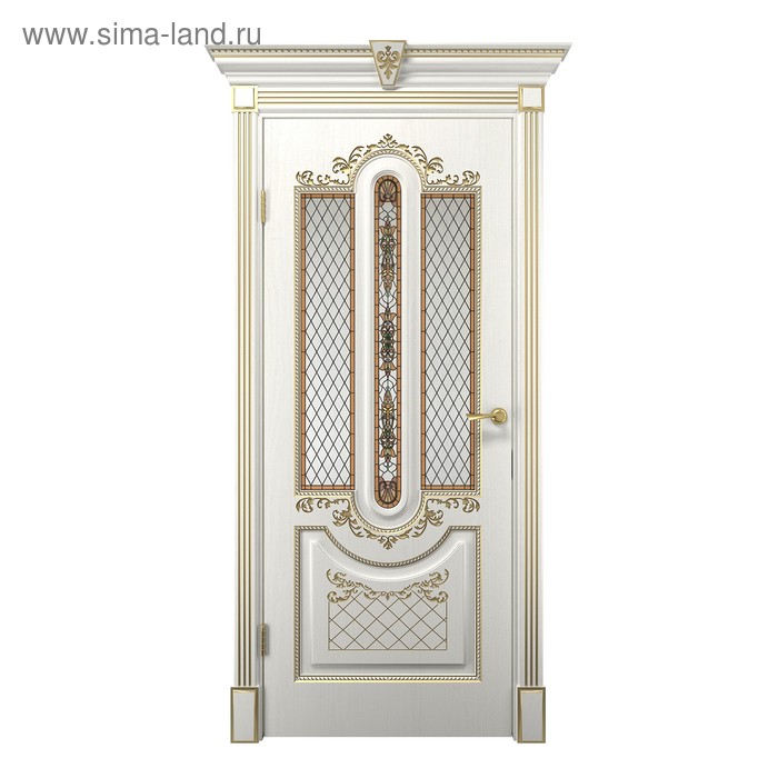 Дверное полотно "Олимпия" Белое дерево / патина золото, 2000х800 - Фото 1