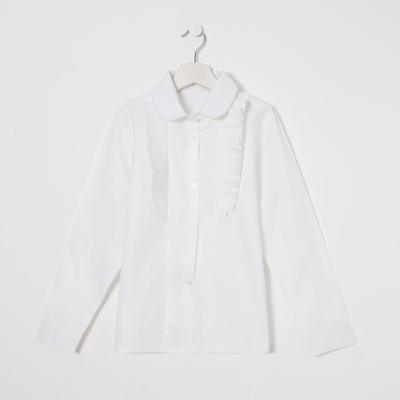Блузка для девочки с оборками школьная, белая, рост 146 см