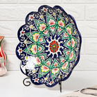 Ляган узбекский Риштанская керамика «Цветы», для плова, d=33 см, рифлёный, синий - Фото 3