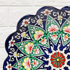 Ляган узбекский Риштанская керамика «Цветы», для плова, d=33 см, рифлёный, синий - Фото 4