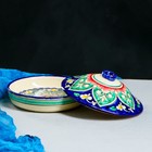 Масленка Риштанская Керамика "Цветы", 17 см, синий - фото 4284595