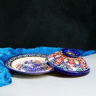 Блинница Риштанская Керамика "Цветы", 26 см, синий - фото 4284606