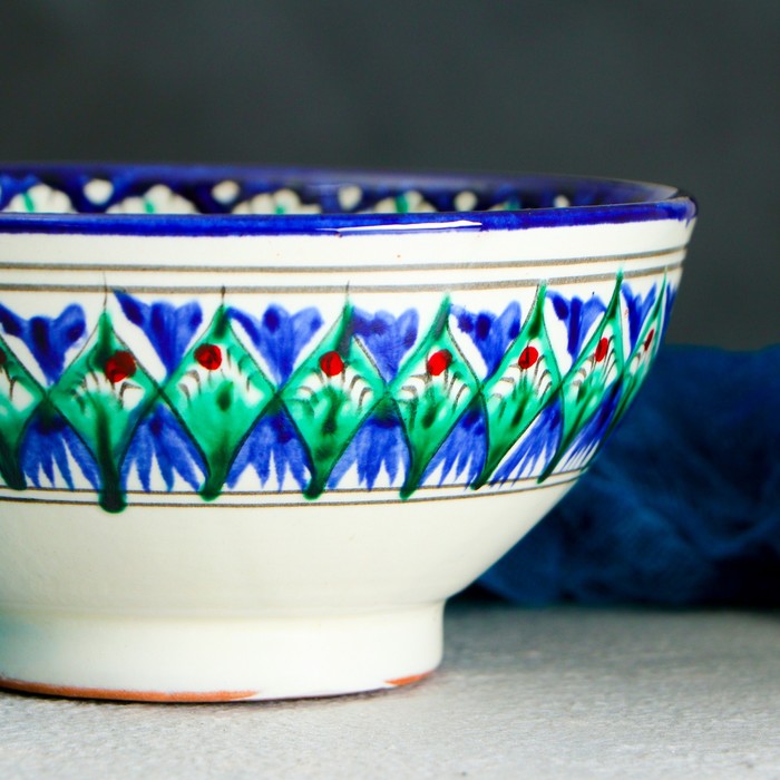 Коса Риштанская Керамика "Цветы" 15 см, малая, синяя - фото 1908493639