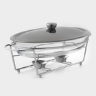 Мармит, 3 л, 44×25×17 см, с крышкой, на подставке, жаропрочное стекло - Фото 1