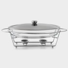 Мармит, 3 л, 44×25×17 см, с крышкой, на подставке, жаропрочное стекло - Фото 2