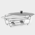 Мармит, 3 л, 44×25×17 см, с крышкой, на подставке, жаропрочное стекло - Фото 3