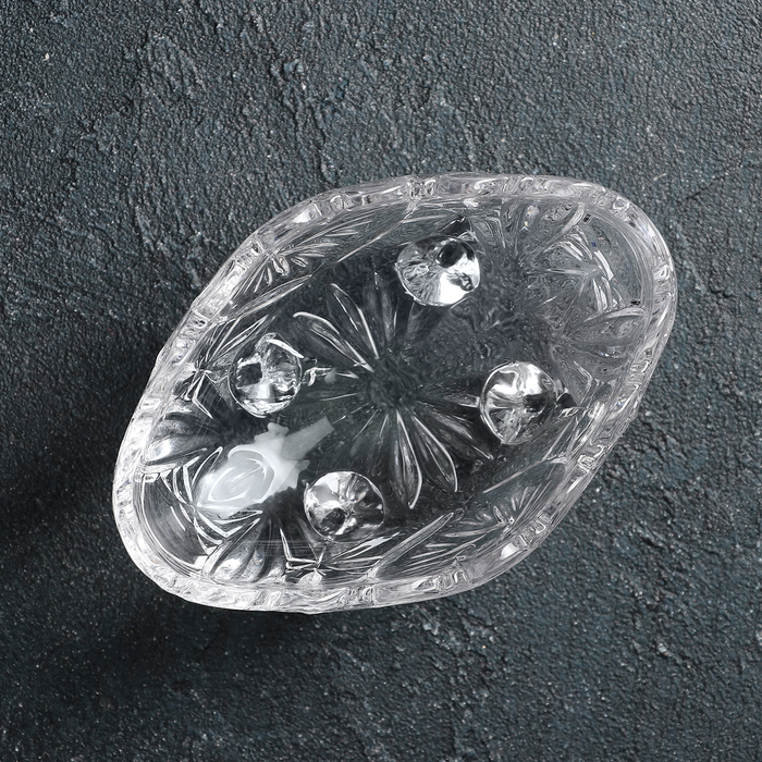 Конфетница стеклянная на ножках Доляна «Вихрь», 13,5×9×7,5 см - фото 1905586343