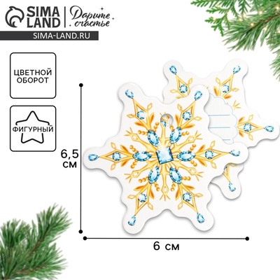 Шильдик на подарок Новый год «Снежинка новогодняя», 6.5×6.0 см