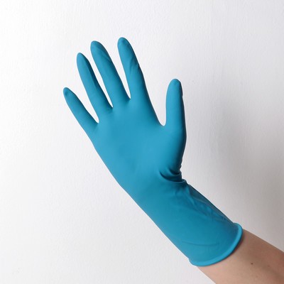 Перчатки латексные неопудренные High Risk, смотровые, нестерильные, текстурированные, размер L, 31,4 гр, 50 шт/уп, цена за 1 шт, цвет голубой