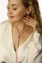 Гарнитур 2 предмета: кулон, серьги «Элегантность» жгут, цвет белый в розовом золоте, 42 см - фото 31466628