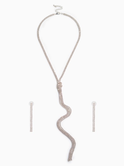 Гарнитур 2 предмета: кулон, серьги «Элегантность» жгут, цвет белый в серебре, 42 см