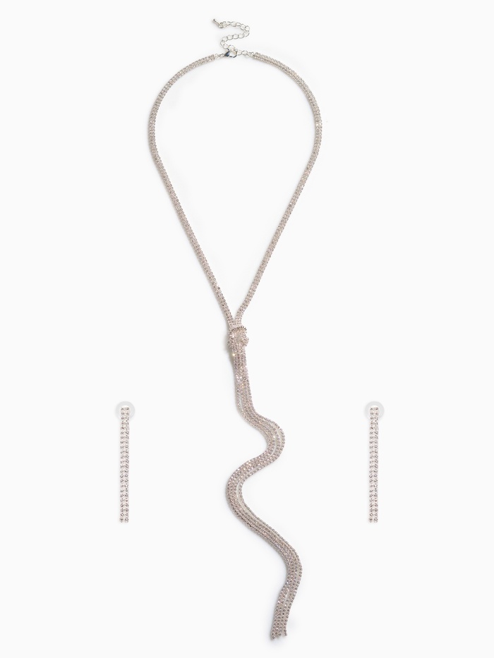 Гарнитур 2 предмета: кулон, серьги «Элегантность» жгут, цвет белый в серебре, 42 см - Фото 1