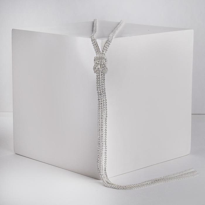 Набор 2 предмета: серьги, кулон «Элегантность» жгут, цвет белый в серебре, 42 см - фото 1905586515