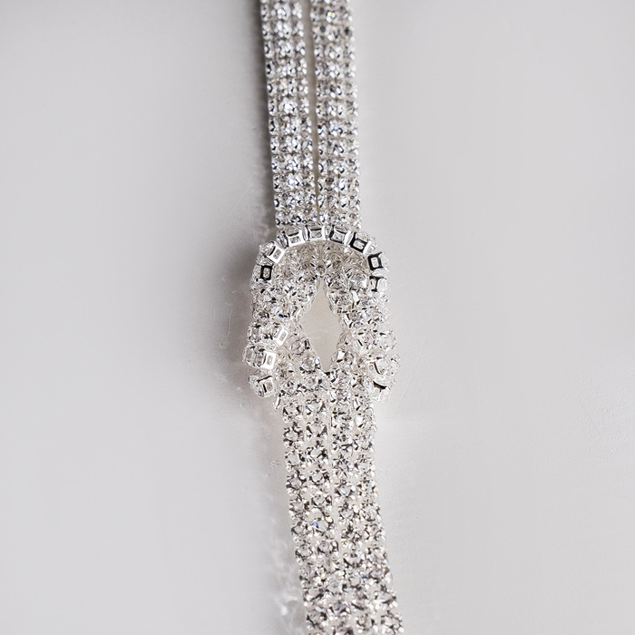 Набор 2 предмета: серьги, кулон «Элегантность» жгут, цвет белый в серебре, 42 см - фото 1905586516
