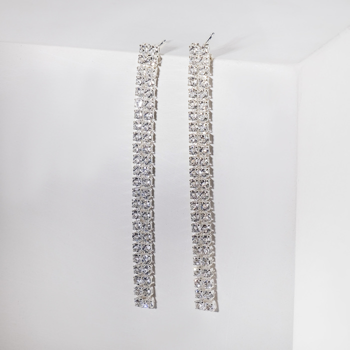 Набор 2 предмета: серьги, кулон «Элегантность» жгут, цвет белый в серебре, 42 см - фото 1905586518