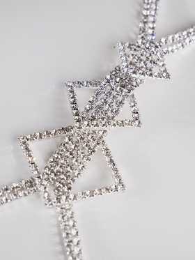 Гарнитур 2 предмета: кулон, серьги «Элегантность» ромбы, цвет белый в серебре, 34 см