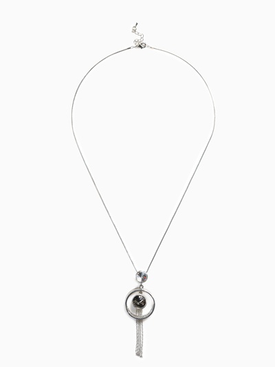 Кулон на цепочке «Юпитер», серый в серебре, 72 см