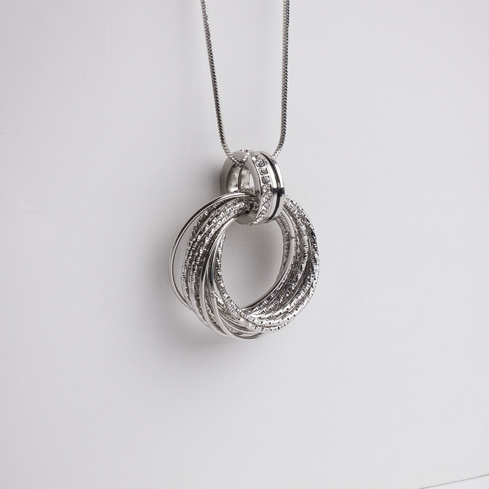 Кулон «Юпитер» кольца, цвет белый в серебре, 72 см