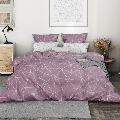 Постельное бельё Ночь Нежна дуэт «Грань», брусничный, 145х215 2шт, 220х240, 70х70см 2шт, поплин