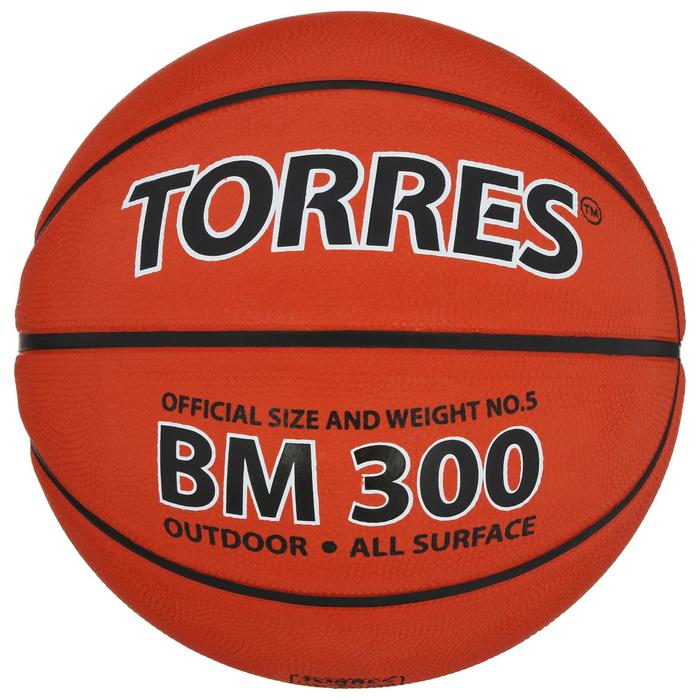 Мяч баскетбольный TORRES BM300, B00015, резина, клееный, 8 панелей, р. 5 - Фото 1