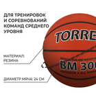 Мяч баскетбольный TORRES BM300, B00016, резина, клееный, 8 панелей, р. 6 - фото 4536030