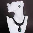 Набор 2 предмета: серьги, колье «Вернисаж» капля, цвет изумрудный в чёрном металле, 30 см - Фото 4