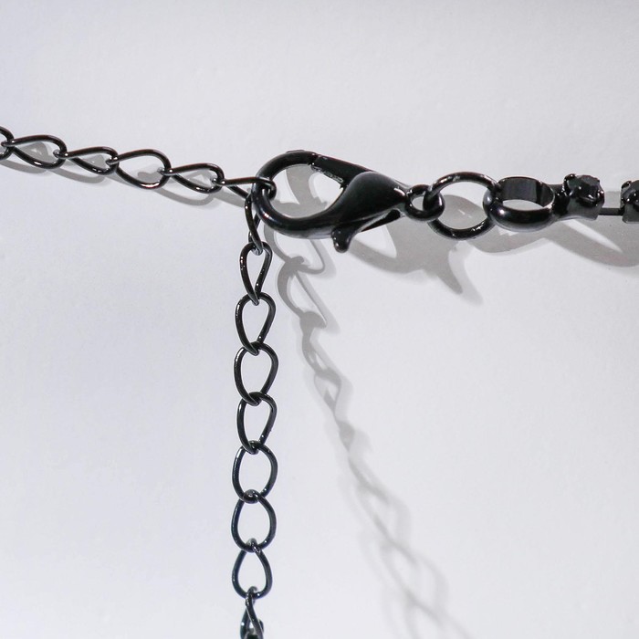 Набор 2 предмета: серьги, колье «Вернисаж» капля, цвет изумрудный в чёрном металле, 30 см - фото 1909967205