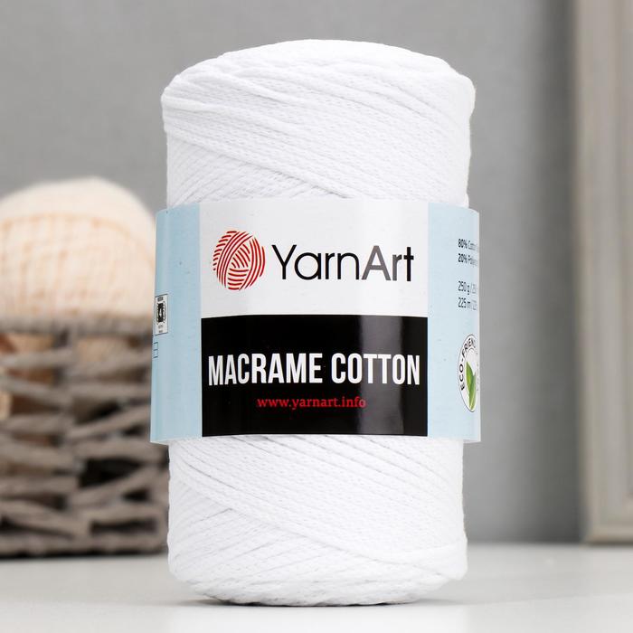 Пряжа "Macrame Cotton" 20% полиэстер,80% хлопок  225м/250гр (751 белый) - Фото 1