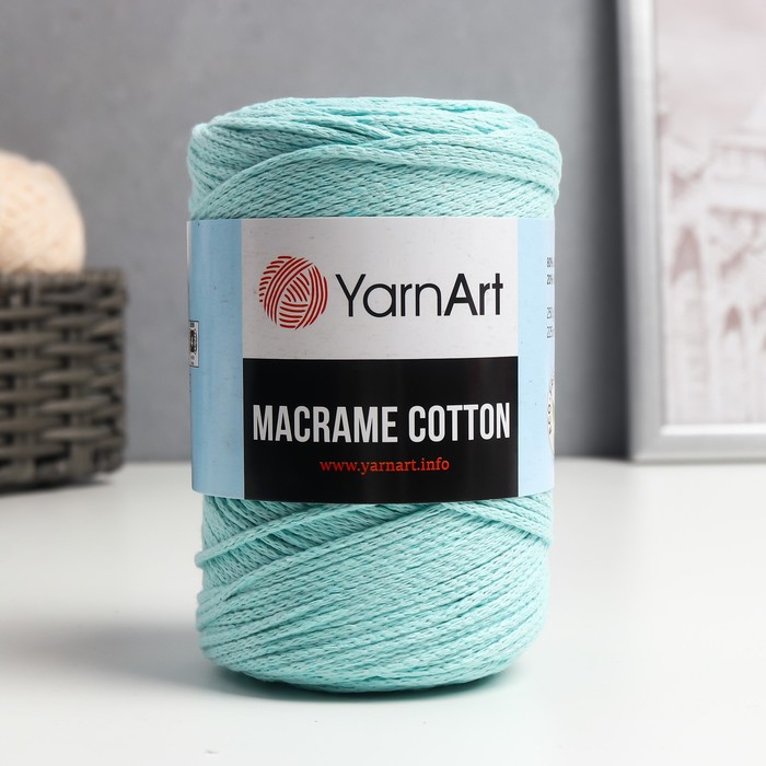 Пряжа "Macrame Cotton" 20% полиэстер, 80% хлопок 225м/250гр (775 мята) - Фото 1