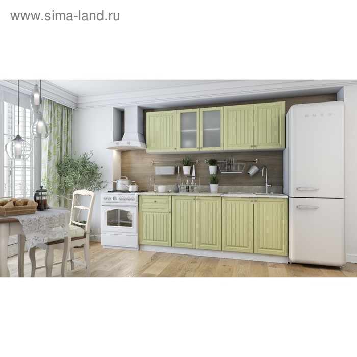 Кухня Нова 2 м МДФ, Белый/Фисташка - Фото 1