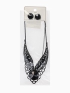 Набор 2 предмета: серьги, колье «Вернисаж», круг ажурный, чёрный, 35 см - Фото 10