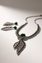 Набор 2 предмета: серьги, колье «Феникс» изгиб, цвет бело-изумрудный в серебре, 35 см - Фото 2