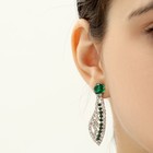 Набор 2 предмета: серьги, колье «Феникс» изгиб, цвет бело-изумрудный в серебре, 35 см - Фото 3