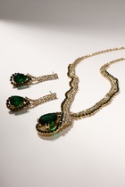 Набор 2 предмета: серьги, колье «Феникс» капля, цвет бело-изумрудный в золоте, 35 см - Фото 4
