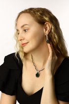 Набор 2 предмета: серьги, колье «Феникс» капля, цвет бело-изумрудный в золоте, 35 см - Фото 7