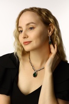 Набор 2 предмета: серьги, колье «Феникс» капля, цвет бело-изумрудный в золоте, 35 см - Фото 6