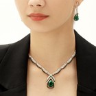 Набор 2 предмета: серьги, колье «Феникс» капля, цвет бело-изумрудный в золоте, 35 см - Фото 1