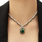 Набор 2 предмета: серьги, колье «Феникс» капля, цвет бело-изумрудный в золоте, 35 см - Фото 2