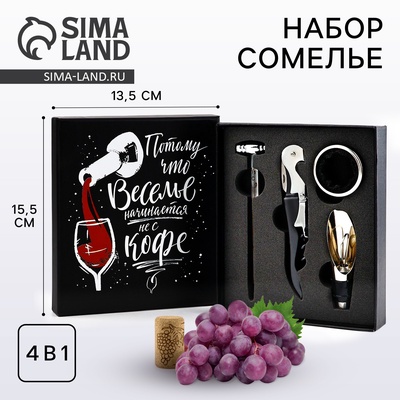 Подарочный набор для вина «Веселье»: 4 предмета