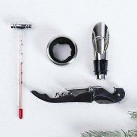 Подарочный набор штопор, аэратор, каплеуловитель, термометр «Tools»