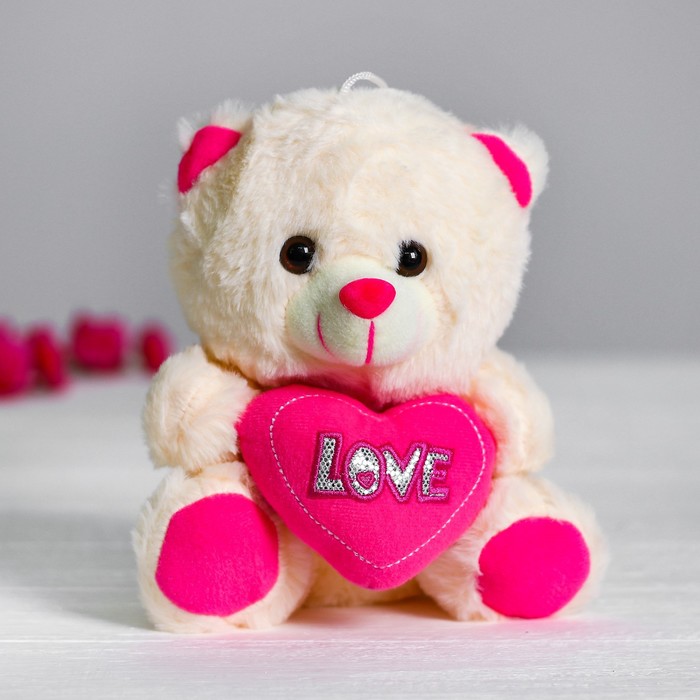 Мягкая игрушка «Мишутка с сердцем», цвет розовый - фото 1887902479