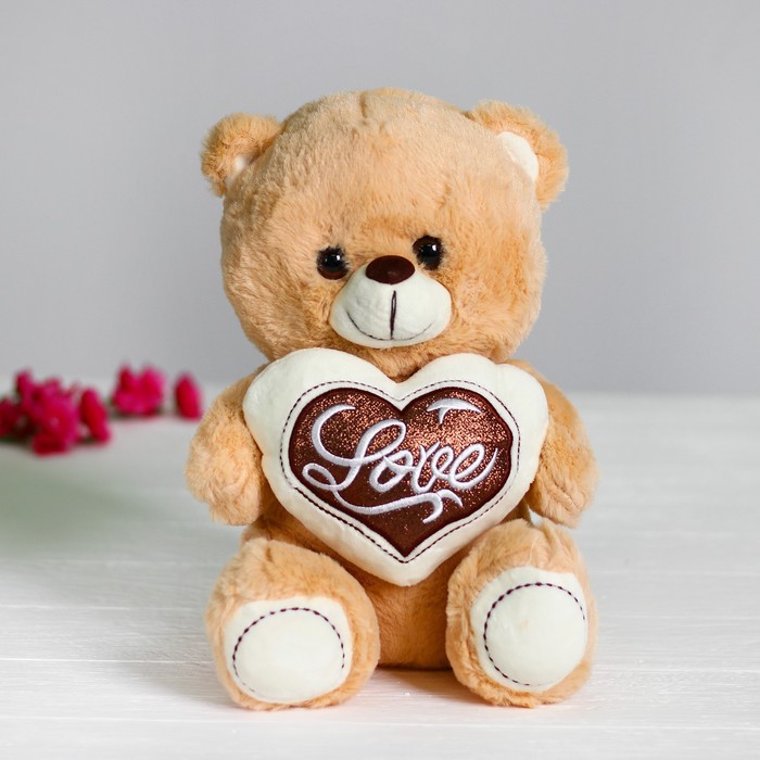 Мягкая игрушка «Медведь с сердцем», цвет бежевый - фото 1907036021