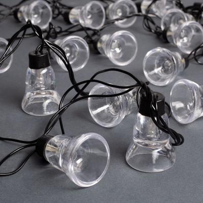 Гирлянда "Нить" улично-комнатная с насадками "Колокол", 5м, LED(IP44)-40-220V, 8 режимов, нить тёмная, свечение белое