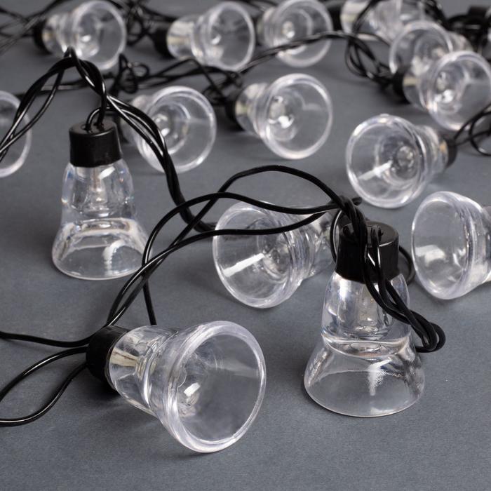 Гирлянда "Нить" улично-комнатная с насадками "Колокол", 5м, LED(IP44)-40-220V, 8 режимов, нить тёмная, свечение белое - Фото 1