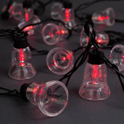 Гирлянда «Нить» 5 м с насадками «Колокол», IP44, тёмная нить, 30 LED, свечение красное, 8 режимов, 220 В