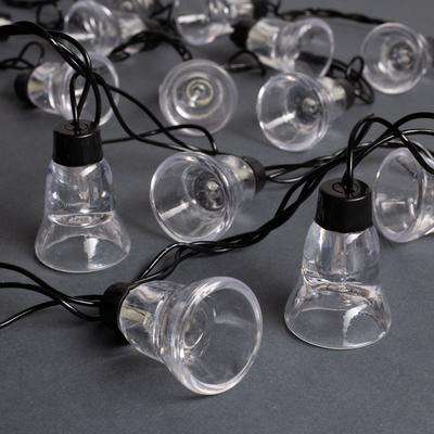 Гирлянда "Нить" улично-комнатная с насадками "Колокол", 5м, LED(IP44)-40-220V, 8 режимов, нить тёмная, свечение жёлтое