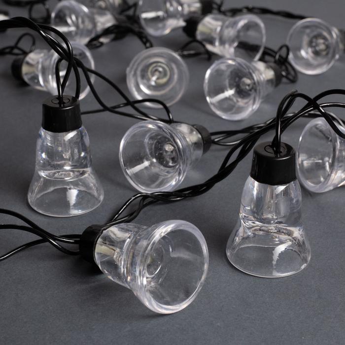 Гирлянда "Нить" улично-комнатная с насадками "Колокол", 5м, LED(IP44)-40-220V, 8 режимов, нить тёмная, свечение жёлтое - Фото 1